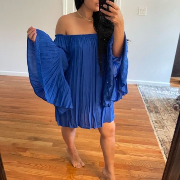 Indah Kamani Ruffle Edge Mini Dress || SZ S || Cobalt Blue - Picture 1 of 17